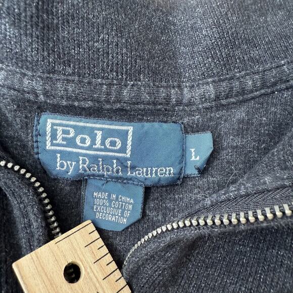 Polo Ralph Lauren Sweater Mens Large Gray Quarter Zip Pullover Pony Logo Cotton - Picture 3 of 6